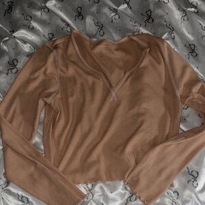 American Eagle Outfitters Tan Long Sleeve Tee